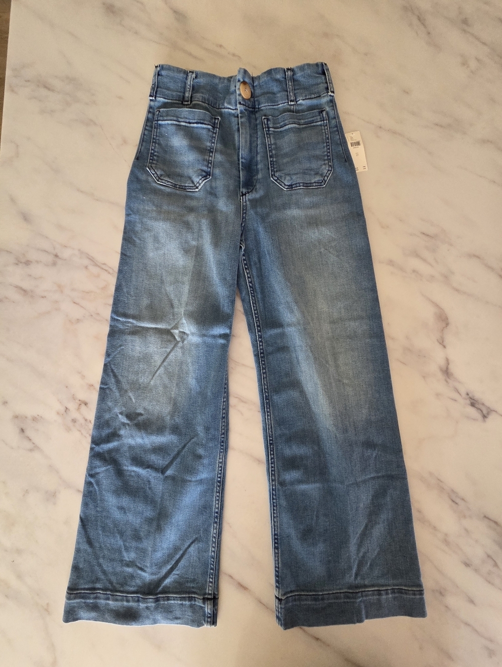 Maeve Colette Crop High Rise Wide Leg Anthropologie Denim Jeans Medium Wash - Picture 8 of 11